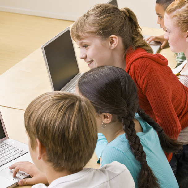 Estudantes trabalhando em laptops
 - Foto, Imagem
