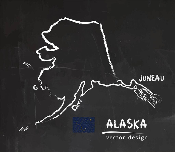 Mapa do Alasca, ilustração vetorial do esboço de giz
 - Vetor, Imagem