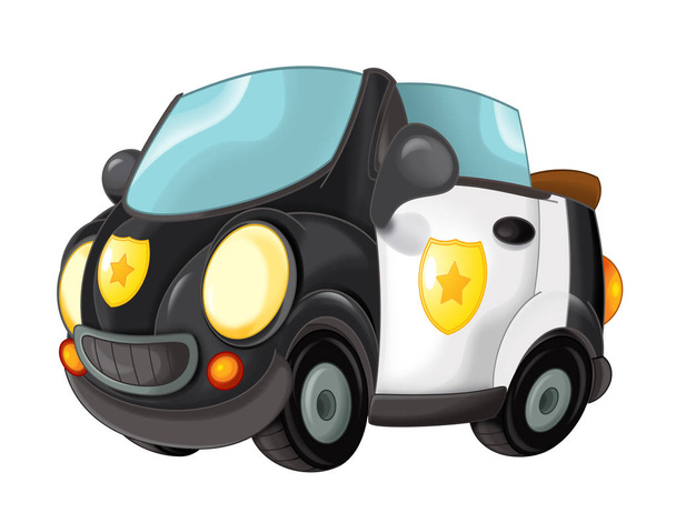 Cartoon police car cabriolet on white background - illustration for children - Photo, image