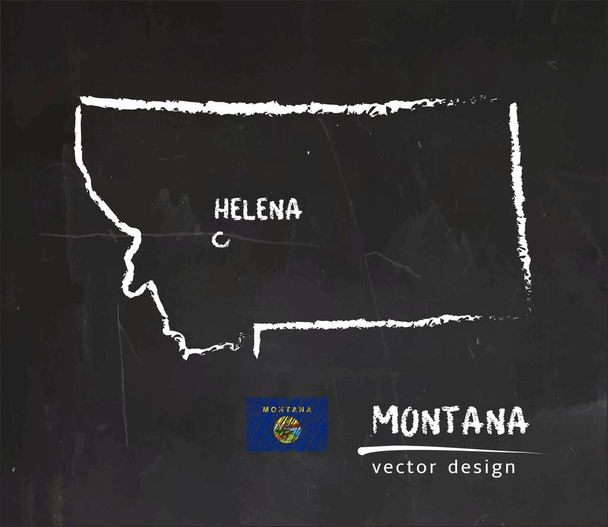Montana map, vector drawing on blackboard - Vector, Image