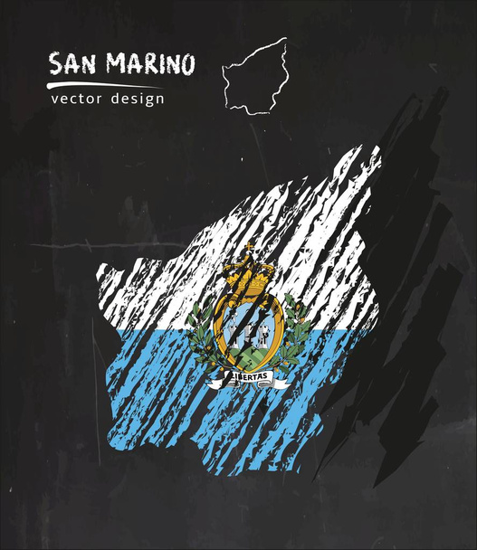 Mappa nazionale vettoriale di San Marino con bandiera a gesso schizzo. Schizzo gesso disegnato a mano illustrazione
 - Vettoriali, immagini