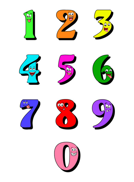 números de sonrisa, dígitos aislados sobre fondo blanco
 - Vector, Imagen