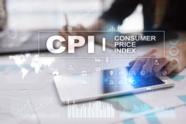 CPI. Concept d'indice des prix à la consommation sur écran virtuel
. - Photo, image
