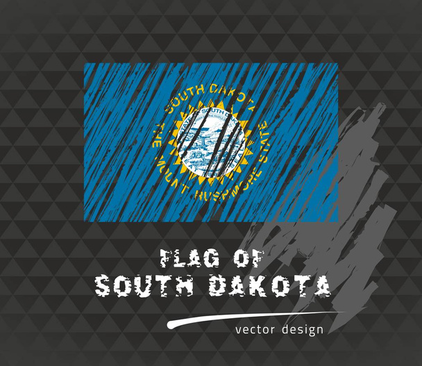 Flag of South Dakota, vector pen illustration on black background - Vector, Image