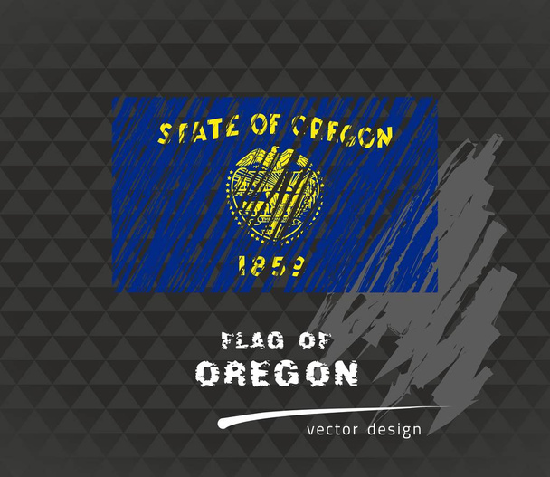 Σημαία του Όρεγκον, εικονογράφηση φορέα στυλό σε μαύρο φόντο - Διάνυσμα, εικόνα