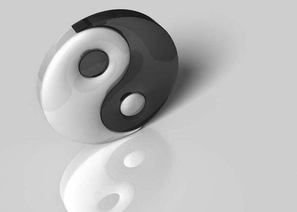 ilustracja 3D. Yin yang znak na białym tle - Zdjęcie, obraz