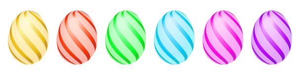 Color Easter eggs stand in a row on a white background. - Foto, Imagen