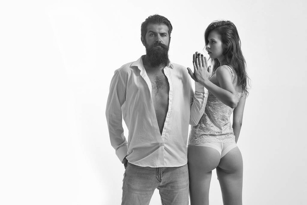 bearded man and sexy girl - 写真・画像