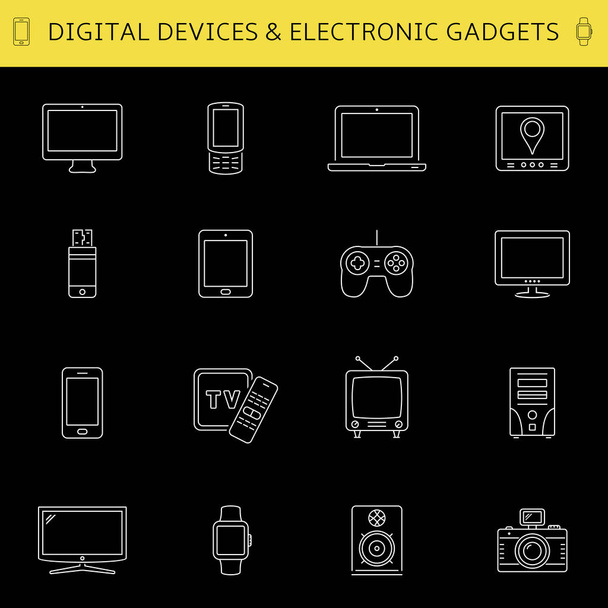 Ψηφιακές συσκευές και ηλεκτρονικόs gadgets εικονίδια - Διάνυσμα, εικόνα