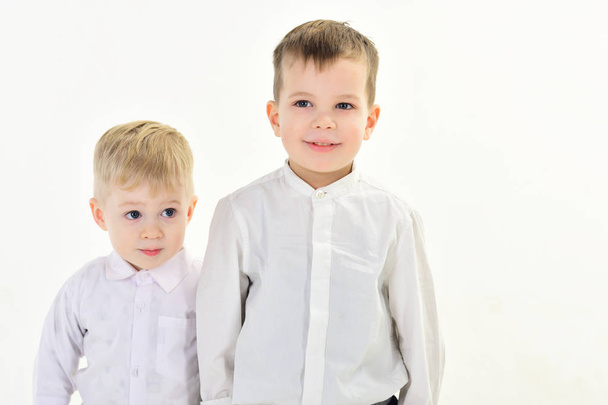 Little boys in white shirt, business. - Zdjęcie, obraz