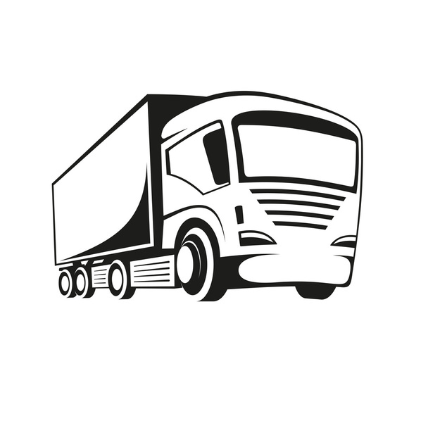 vrachtwagen zwart en wit - Vector, afbeelding