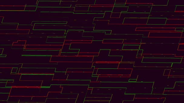 Ciemny czerwony animowane tło z ruchomymi Abstrakcja Linie i dane na komputerze renderowania - Materiał filmowy, wideo