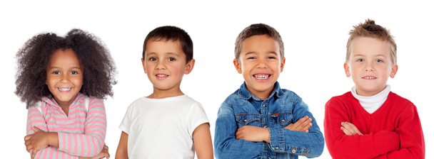 roztomilé malé děti, paže překřížené izolované na bílém pozadí - Fotografie, Obrázek