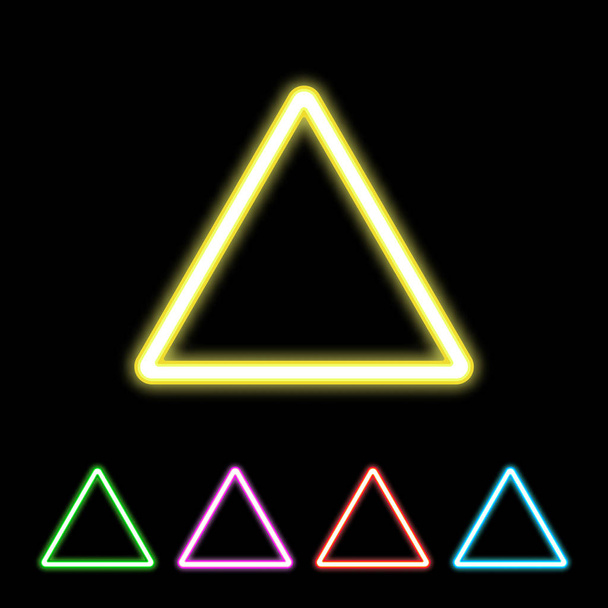 Colorful neon triangle sign - Vector, Image