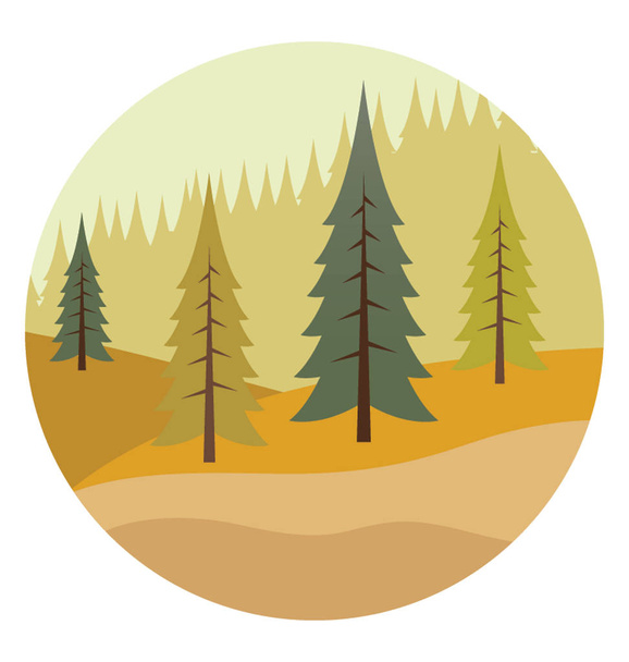 A flat design of pine trees landscape  - Wektor, obraz