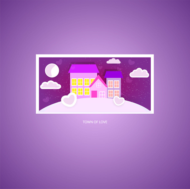 Town of love. Vector picture. - Vector, Image