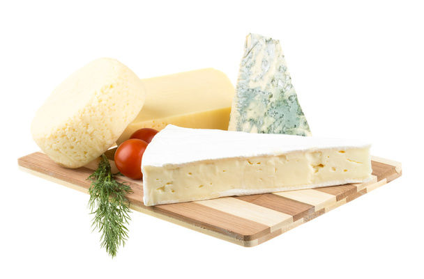 Variety of cheese: ementaler, gouda, Danish blue soft cheese and - Photo, Image