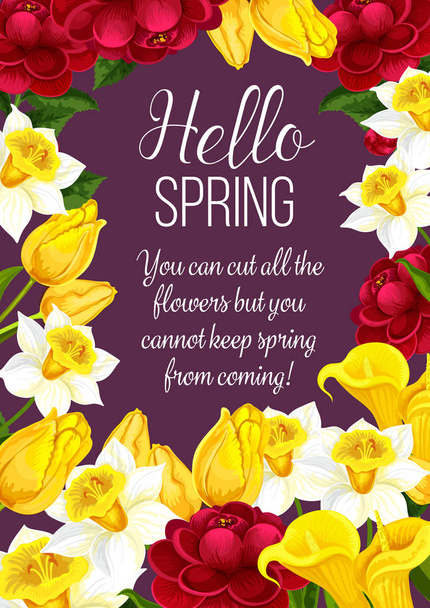 De feestelijke banner Hello lente met Springtime bloem - Vector, afbeelding