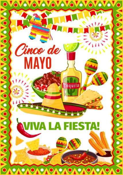 Cinco de Mayo Mexicaanse vector fiesta wenskaart - Vector, afbeelding