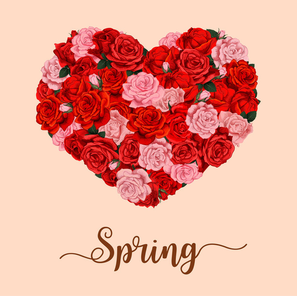 Wektor wiosna sezon wakacyjny kwiat serce plakat - Wektor, obraz