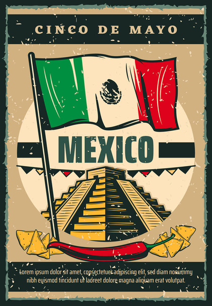 mexikanischer urlaub cinco de mayo vektor skizze poster - Vektor, Bild