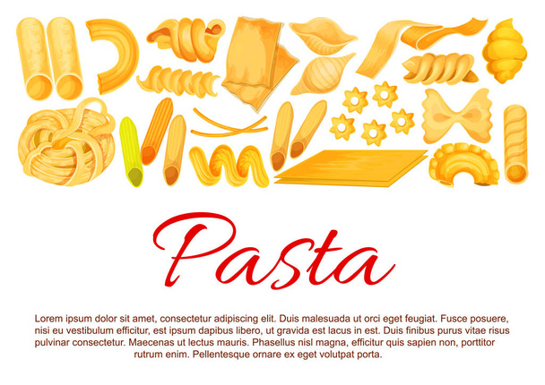 Διάνυσμα ιταλικά ζυμαρικά ταξινομεί αφίσα - Διάνυσμα, εικόνα