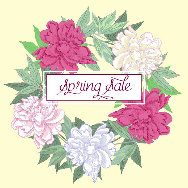 Spring sale background with flowers - Vettoriali, immagini