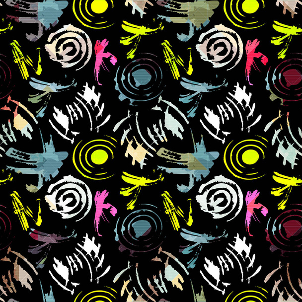 colored abstract seamless pattern in graffiti style. Quality vector illustration for your design - Vektör, Görsel