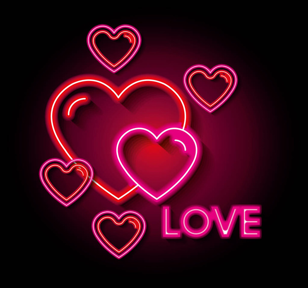 love poster with neon lights - Vetor, Imagem