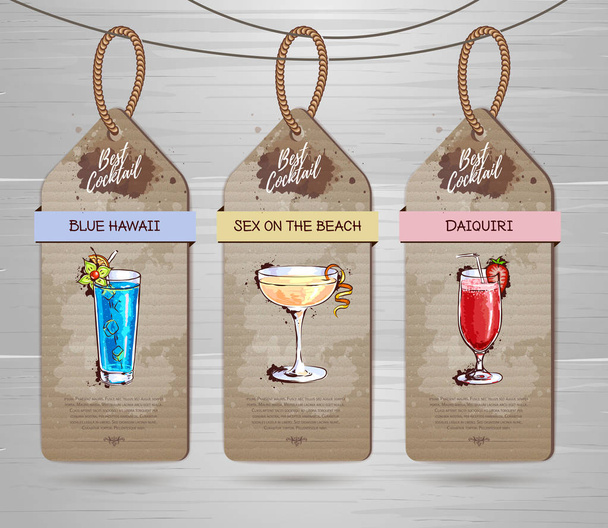Set of Restaurant labels cocktail menu design - Вектор,изображение