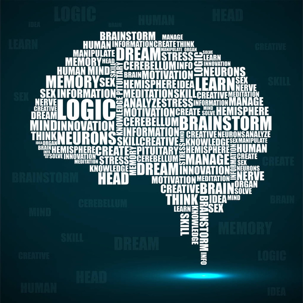 Silueta abstracta cerebro humano de palabras. Vector
 - Vector, Imagen