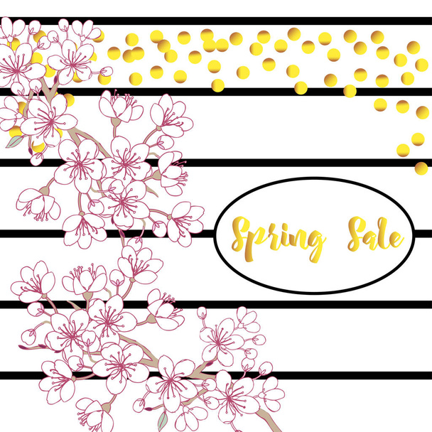 Spring Sakura and Background - Vector, Image
