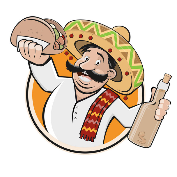 смешной мексиканский ресторан или пищевой знак
 - Вектор,изображение