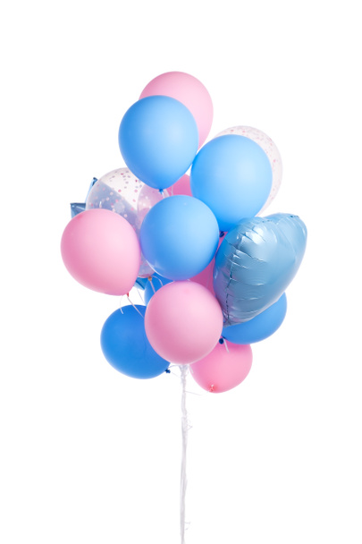 nippu vaaleanpunainen ja sininen ilmapalloja eristetty valkoinen
 - Valokuva, kuva