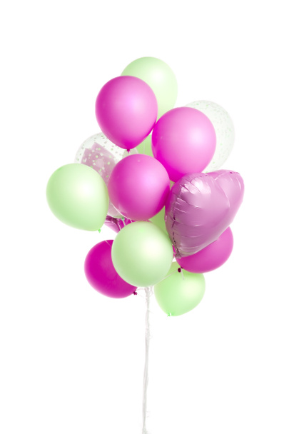 ballons à air vert et violet et bleu isolés sur blanc
 - Photo, image