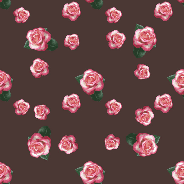 Rose watercolor flower pattern, seamless background - Vector, afbeelding
