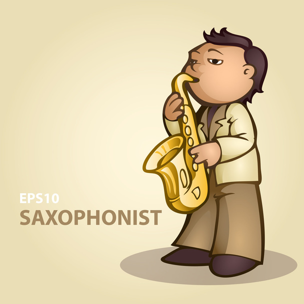 Karikatur-Saxofonist. Vektorillustration. - Vektor, Bild