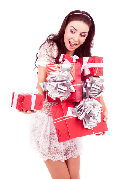 Woman with gifts - Zdjęcie, obraz