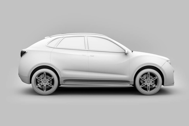 Arcilla modelo de renderizado de SUV eléctrico concepto de coche. Imagen de renderizado 3D
.  - Foto, imagen