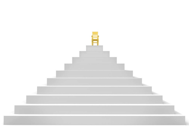 Ein Symbol des Erfolgs ist ein Stuhl auf der Spitze der Pyramide. - Foto, Bild