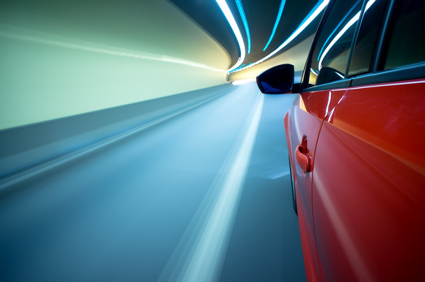 Night driving-motion blur tunnel light - Photo, Image