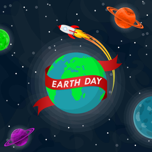 World Earth Day poster in outer space. Vector illustration. - Vector, Image
