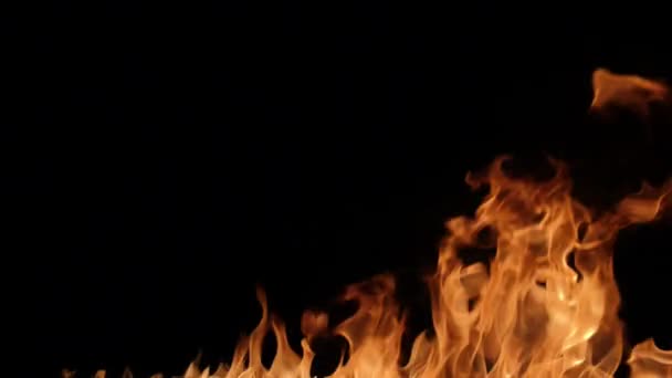 Zeitlupe realistischer Feuerstoß auf schwarzem Hintergrund - Filmmaterial, Video