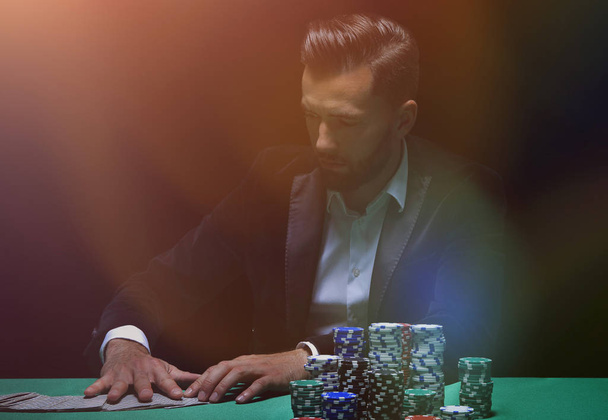 Player at the Poker table. - Fotoğraf, Görsel