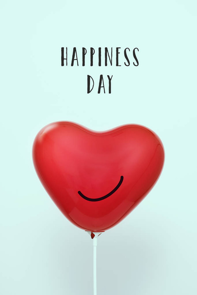 червоне серце з посмішкою і текстовим днем щастя
 - Фото, зображення