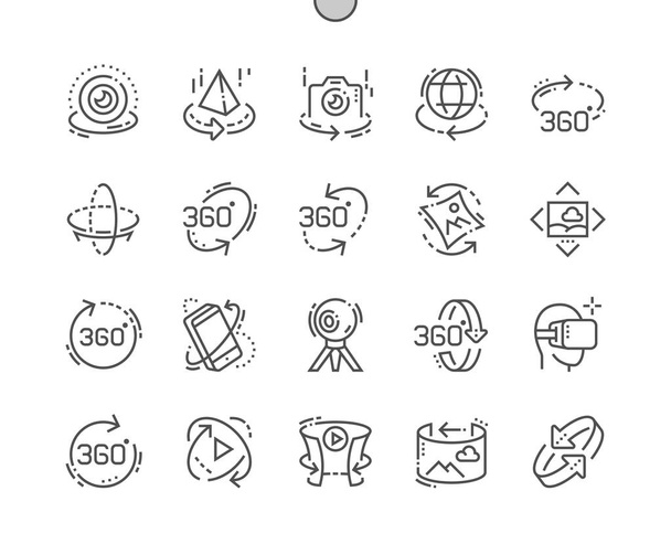 360 grados Pixel Perfect Vector Thin Line Icons 30 2x Grid for Web Graphics and Apps. Pictograma mínimo simple
 - Vector, Imagen
