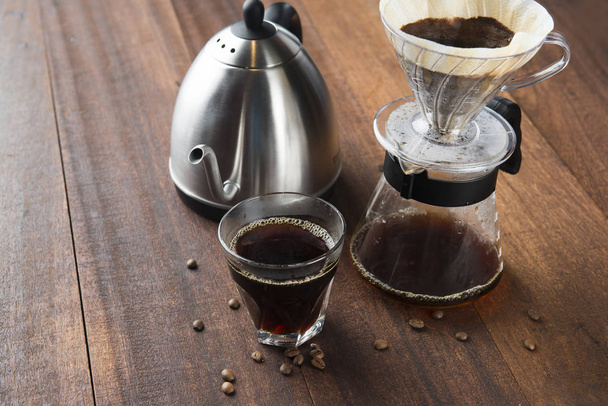 coffee drip set on wooden table  - Photo, image