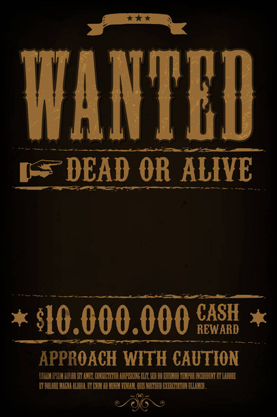 vintage old wanted placard poster template - Vector, Image