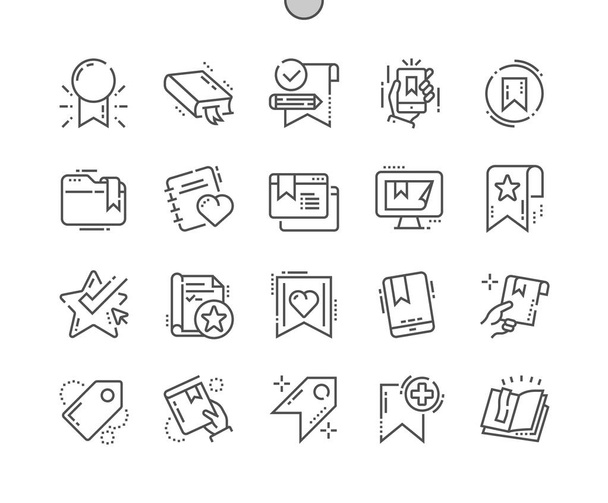 Lesezeichen & Tags gut durchdachte Pixel perfekte Vektor Thin Line Icons 30 2x Raster für Web-Grafiken und Apps. einfaches minimales Piktogramm - Vektor, Bild