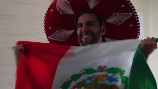 Mexikanischer Fan feiert zu Hause - Filmmaterial, Video